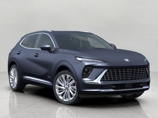 2026 Buick Envision Avenir in Quartz Blue Metallic — front three-quarter view